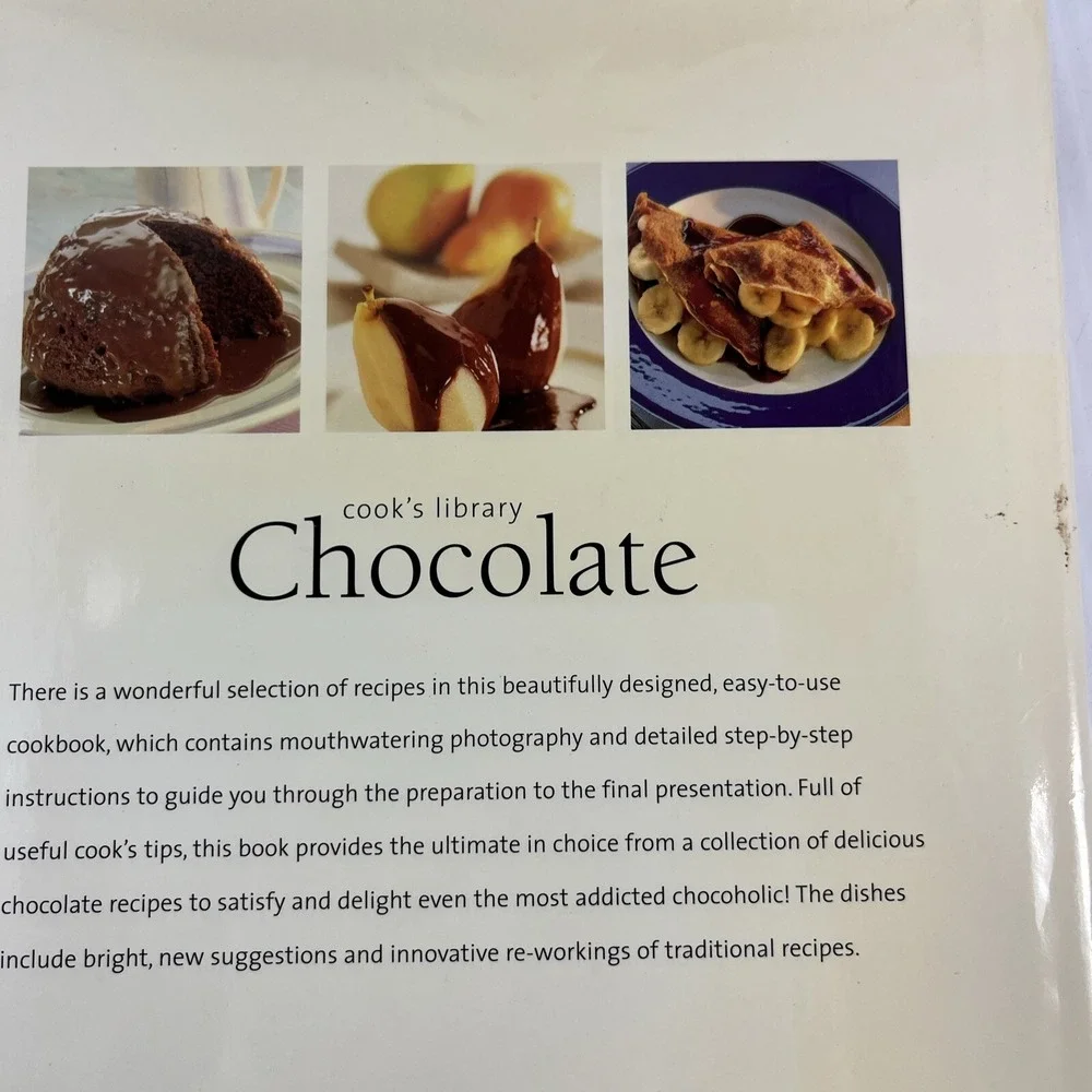 Cook's Library Chocolate Cookbook Recipes Desserts 2003 Hardcover Dust Jacket
